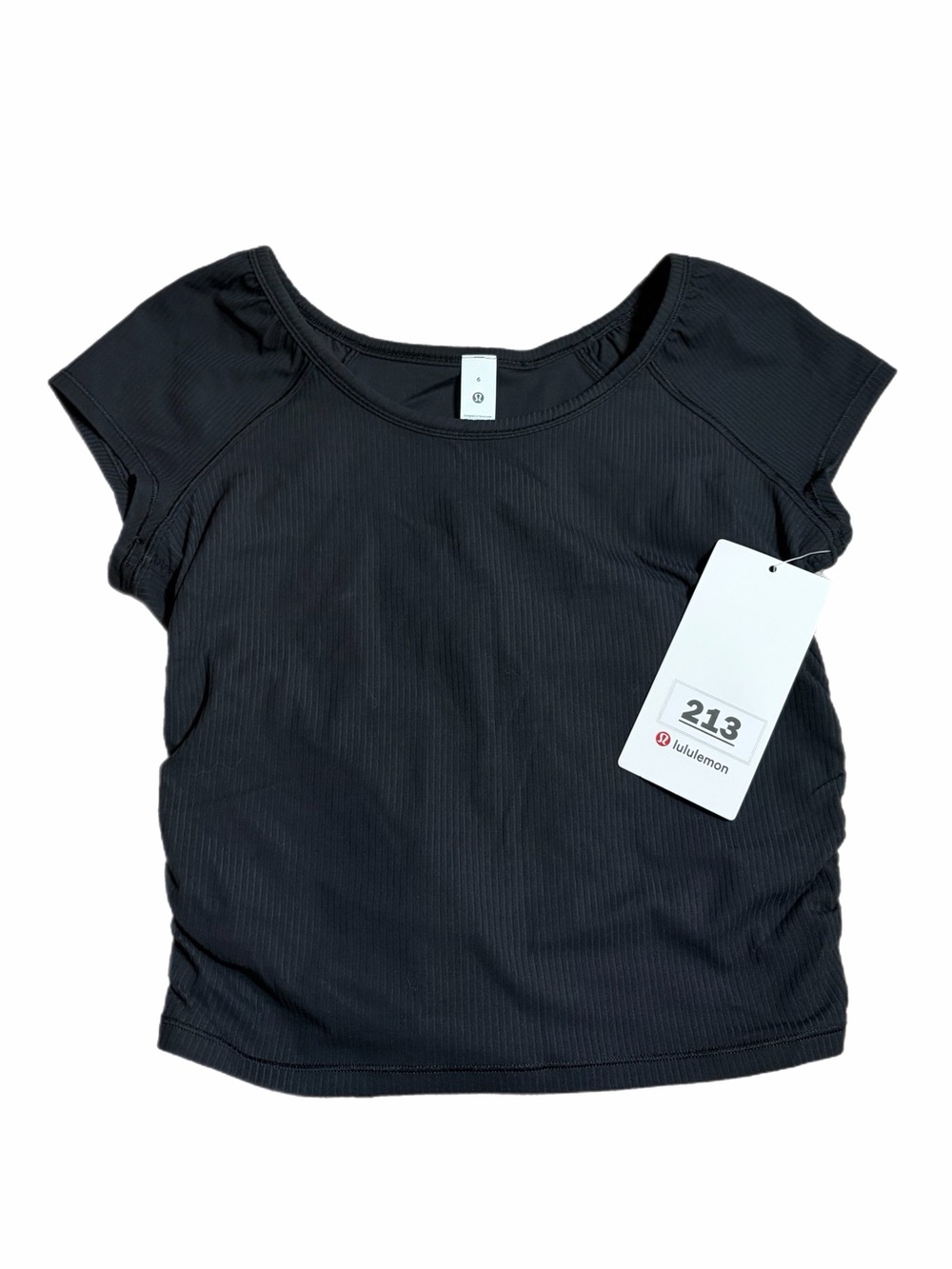 NWT Lululemon All It Takes Gathered Scoop-Neck Ribbed Tee (Black) Size 6